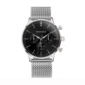 Silver chronograph mesh bracelet straps designer watches famous brands black dial custom watch manufacture customised logo watch